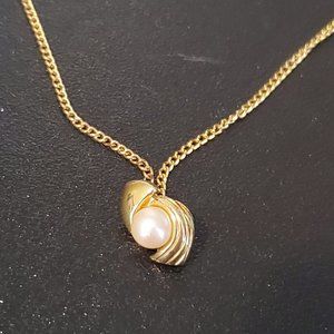 Gold Plated Handmade Faux Pearl Pendant Necklace